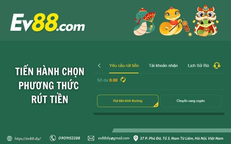 Tiến hành chọn phương thức rút tiền
